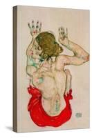 Female Nude Seated on Red Drapery-Egon Schiele-Stretched Canvas