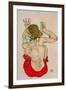 Female Nude Seated on Red Drapery-Egon Schiele-Framed Giclee Print