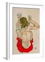 Female Nude Seated on Red Drapery-Egon Schiele-Framed Giclee Print