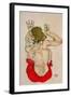 Female Nude Seated on Red Drapery-Egon Schiele-Framed Giclee Print