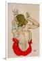 Female Nude Seated on Red Drapery-Egon Schiele-Framed Giclee Print