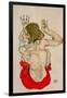 Female Nude Seated on Red Drapery-Egon Schiele-Framed Giclee Print