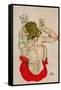 Female Nude Seated on Red Drapery-Egon Schiele-Framed Stretched Canvas