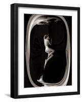 Female Nude Sleeping on Black Background in Oval Frame-Winfred Evers-Framed Photographic Print