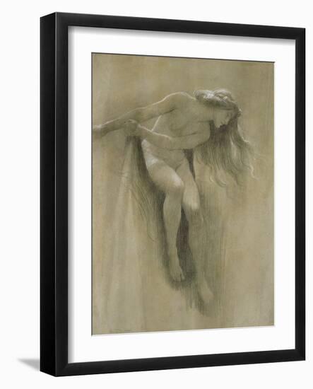 Female Nude Study (Chalk on Paper)-John Robert Dicksee-Framed Giclee Print