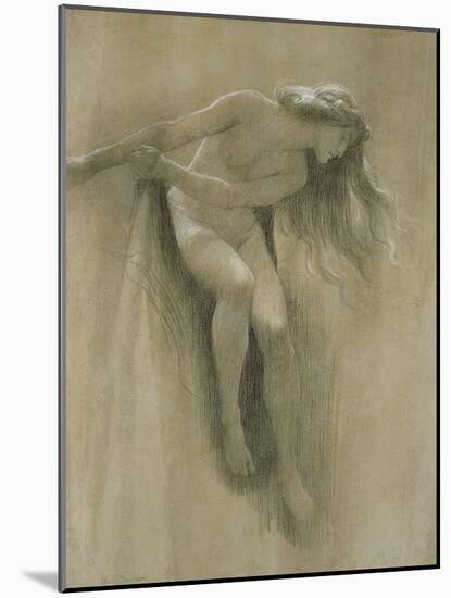 Female Nude Study (Chalk on Paper)-John Robert Dicksee-Mounted Giclee Print