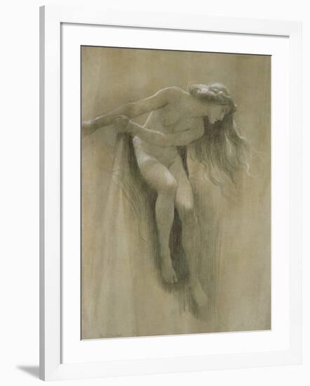 Female Nude Study (Chalk on Paper)-John Robert Dicksee-Framed Giclee Print