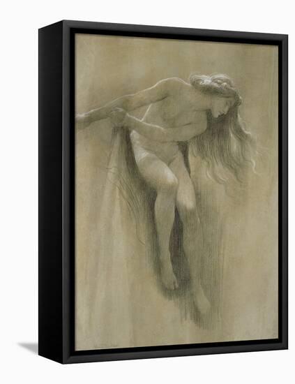 Female Nude Study (Chalk on Paper)-John Robert Dicksee-Framed Stretched Canvas