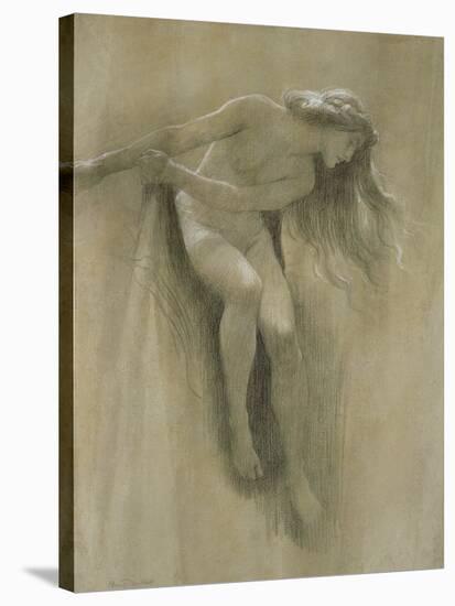 Female Nude Study (Chalk on Paper)-John Robert Dicksee-Stretched Canvas