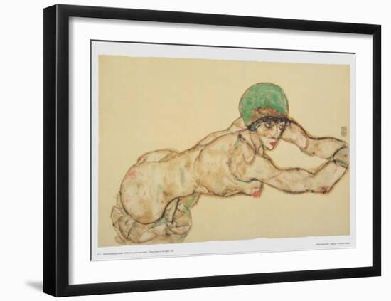 Female Nude to the Right, 1914-Egon Schiele-Framed Art Print