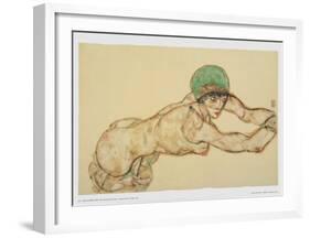 Female Nude to the Right, 1914-Egon Schiele-Framed Art Print
