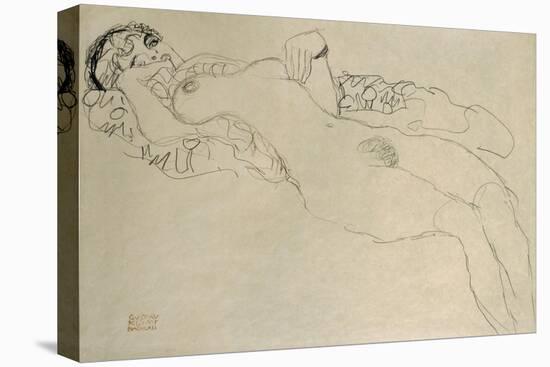 Female Nude Turned Left, 1914/15-Gustav Klimt-Stretched Canvas