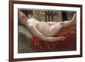 Female Nude (Wife of the artist)-B.M. Kustodiev-Framed Giclee Print