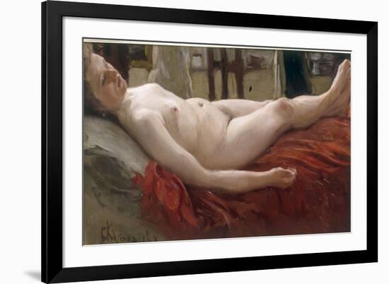 Female Nude (Wife of the artist)-B.M. Kustodiev-Framed Giclee Print