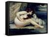 Female Nude with a Dog-Gustave Courbet-Framed Stretched Canvas