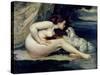 Female Nude with a Dog-Gustave Courbet-Stretched Canvas