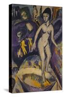 Female Nude with Badezuber; Weiblicher Akt Mit Badezuber-Ernst Ludwig Kirchner-Stretched Canvas