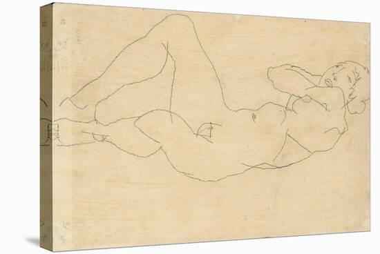 Female Nude with Hands Behind Head, 1914-Egon Schiele-Stretched Canvas