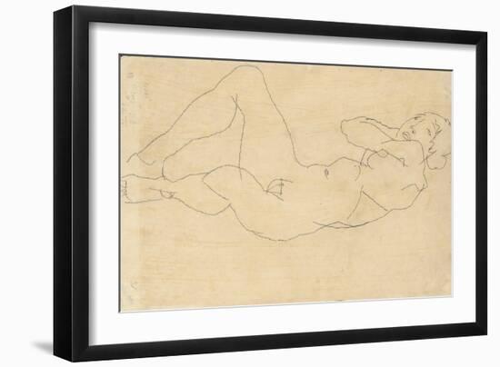 Female Nude with Hands Behind Head, 1914-Egon Schiele-Framed Giclee Print