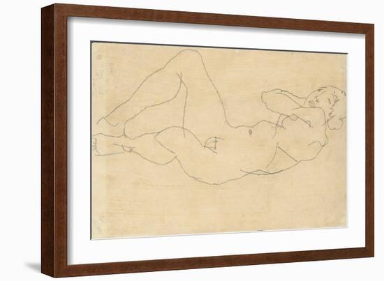Female Nude with Hands Behind Head, 1914-Egon Schiele-Framed Giclee Print