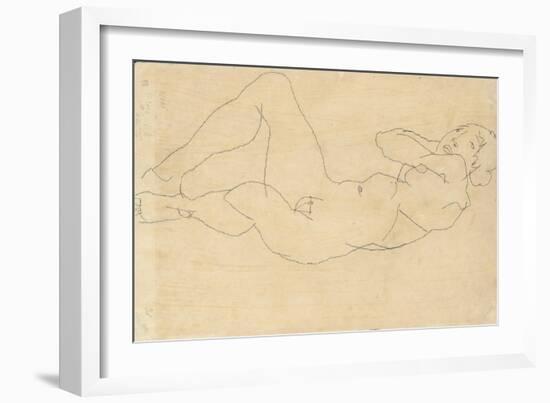 Female Nude with Hands Behind Head, 1914-Egon Schiele-Framed Giclee Print