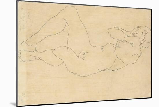 Female Nude with Hands Behind Head, 1914-Egon Schiele-Mounted Giclee Print