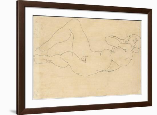 Female Nude with Hands Behind Head, 1914-Egon Schiele-Framed Giclee Print