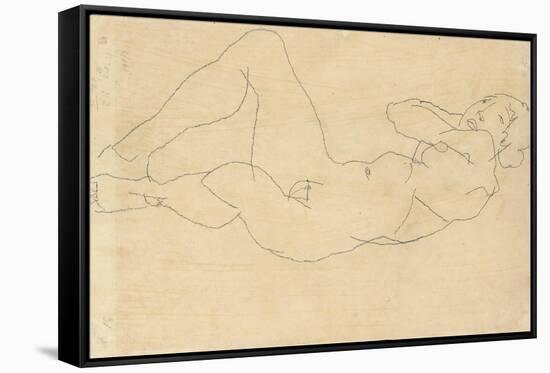 Female Nude with Hands Behind Head, 1914-Egon Schiele-Framed Stretched Canvas