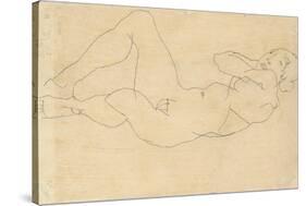 Female Nude with Hands Behind Head, 1914-Egon Schiele-Stretched Canvas