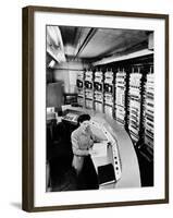 Female Operator at the Console of the 'Raydac', Raytheon Digital Automatic Computer, August 2, 1952-null-Framed Photo