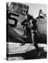 Female Pilot of the Us Women's Air Force Service Posed with Her Leg Up on the Wing of an Airplane-Peter Stackpole-Stretched Canvas