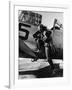 Female Pilot of the Us Women's Air Force Service Posed with Her Leg Up on the Wing of an Airplane-Peter Stackpole-Framed Photographic Print