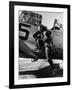 Female Pilot of the Us Women's Air Force Service Posed with Her Leg Up on the Wing of an Airplane-Peter Stackpole-Framed Photographic Print