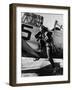 Female Pilot of the Us Women's Air Force Service Posed with Her Leg Up on the Wing of an Airplane-Peter Stackpole-Framed Premium Photographic Print