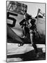 Female Pilot of the Us Women's Air Force Service Posed with Her Leg Up on the Wing of an Airplane-Peter Stackpole-Mounted Premium Photographic Print