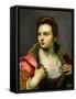 Female Portrait, Prolonged-Jacopo Robusti Tintoretto-Framed Stretched Canvas