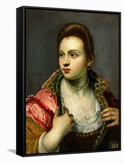 Female Portrait, Prolonged-Jacopo Robusti Tintoretto-Framed Stretched Canvas