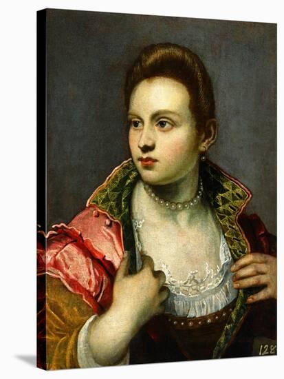 Female Portrait, Prolonged-Jacopo Robusti Tintoretto-Stretched Canvas