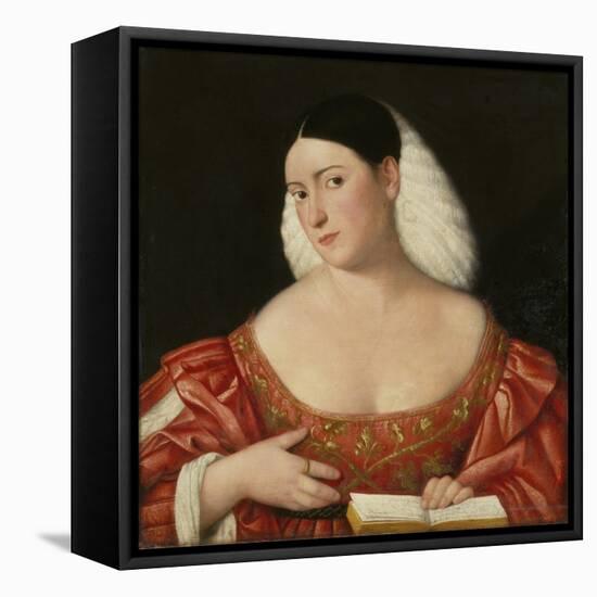 Female Portrait-Bernardino Licinio-Framed Stretched Canvas