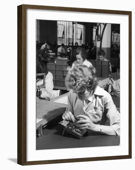 Female Production Line Worker-Heinz Zinram-Framed Photographic Print