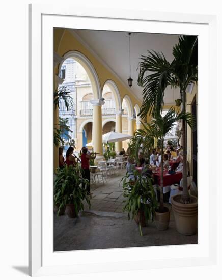 Female Reed Trio Playing to Diners at the Santo Angel Restaurant, Plaza Vieja, Old Havana-John Harden-Framed Photographic Print