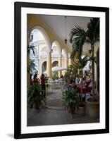 Female Reed Trio Playing to Diners at the Santo Angel Restaurant, Plaza Vieja, Old Havana-John Harden-Framed Photographic Print