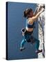 Female Rock Climber Reaching for a Grip, New Paltz, New York, USA-null-Stretched Canvas