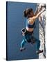 Female Rock Climber Reaching for a Grip, New Paltz, New York, USA-null-Stretched Canvas