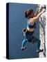 Female Rock Climber Reaching for a Grip, New Paltz, New York, USA-null-Stretched Canvas