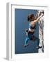 Female Rock Climber Reaching for a Grip, New Paltz, New York, USA-null-Framed Photographic Print