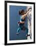 Female Rock Climber Reaching for a Grip, New Paltz, New York, USA-null-Framed Photographic Print