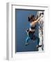 Female Rock Climber Reaching for a Grip, New Paltz, New York, USA-null-Framed Photographic Print