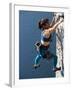 Female Rock Climber Reaching for a Grip, New Paltz, New York, USA-null-Framed Photographic Print