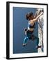 Female Rock Climber Reaching for a Grip, New Paltz, New York, USA-null-Framed Photographic Print